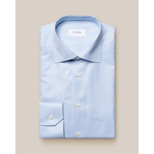 Eton Slim Fit - Light blue Bengal Striped Signature Oxford Shirt