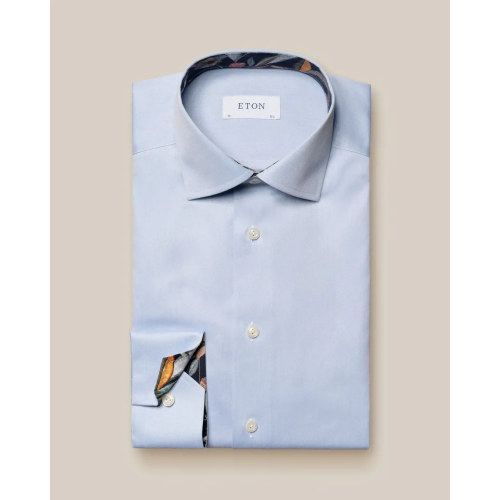 Eton Slim Fit - Mid Blue Signature Twill Details Shirt