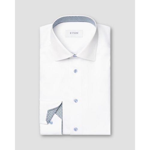 Eton Contemporary Fit - White Geometric Effect Signature Twill Shirt