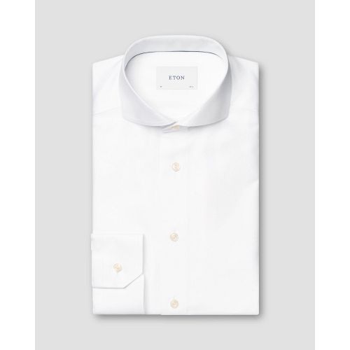 Eton Contemporary Fit - White Herringbone Signature Dobby Shirt